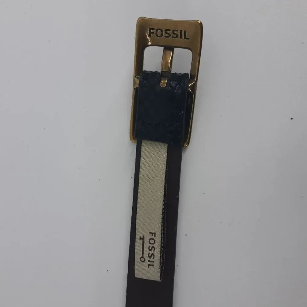 Fossil Women's Shinny Scales Animal Print Embossed Black double Slide Buckle